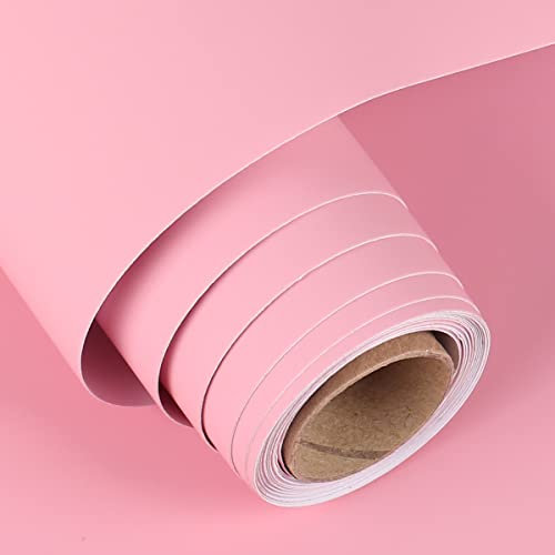 FunStick 30CM x 5M Self Adhesive Wallpaper for Kids Girls Bedroom Pink Wallpaper Peel and Stick Kids Drawers Walls Waterproof Vinyl Wrap for Furniture Pink Sticky Back Plastic for Kitchen Cupboards