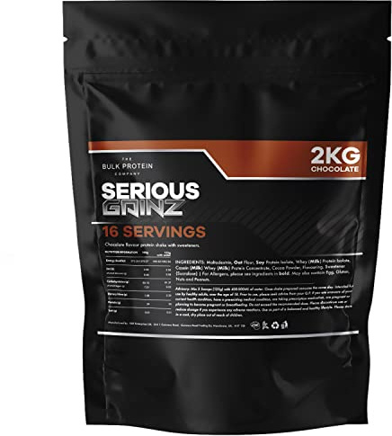 SERIOUS Gainz 2kg - Whey Protein Powder - Weight Gain, Mass Gainer - 30g Protein Powders - The Bulk Protein Company (Chocolate, 2kg)