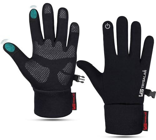 TrySalar Gants de cyclisme chauds d'hiver pour homme et femme unisexe avec doigts tactiles antidérapants et doublure légère pour conduite, cyclisme, escalade, marche (taille S)