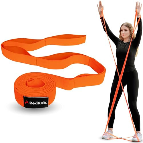 RED RAB Stoff Fitnessband mit Schlaufen - 245cm lang - Gymnastikband für Widerstandsbänder Krafttraining - reißfeste Fitnessbänder, Resistance Bands, Gummiband Sport, Trainingsbänder, Widerstandsband