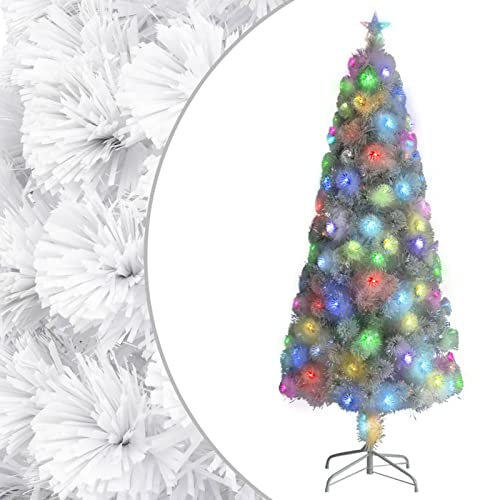 Homgoday Juldekorationer, julgran, konstgjord jul tunt stöd, förupplyst julgran vit 240 cm fiberoptik