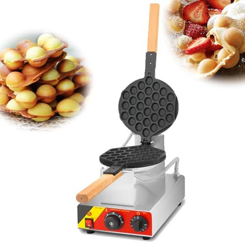 MIAOMI Gaufrier à Bulles Rotatif à 180°, poignée en Bois, 122-572℉/50-300℃, réglable en Acier Inoxydable avec revêtement antiadhésif