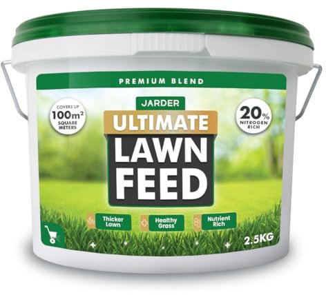 Jarder Ultimate Lawn Feed Fertiliser 2.5KG - NPK Lawn Feed - 20% Nitrogen Content - Short and Long Term Release to Boost Growth and Colour