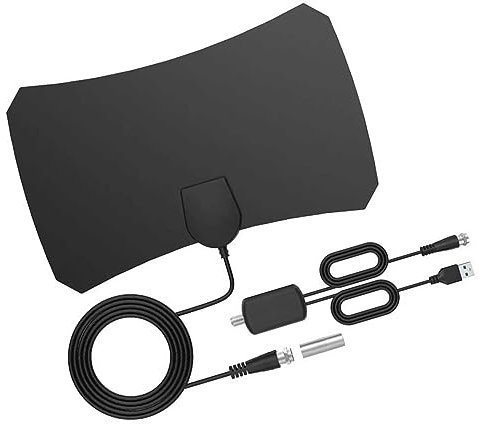 Antenna TV Digitale 1080p Antenna Interna Amplificata HD con 80 Miglia e Cavo Coassiale da 9,8 Piedi per