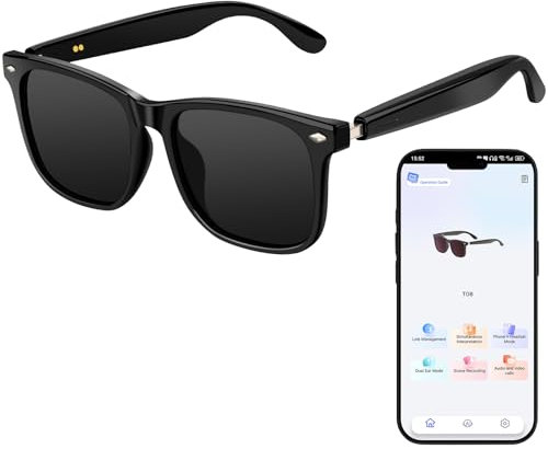 Fagalil Smart Glasses, AI Bluetooth Sunglasses for Men Women with Real-Time Translation and Voice Assistant Open Ear Smart Sunglasses with Blue Light Filter and UV Pretection Polarized Lenses