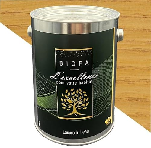 Lasure à l'eau Biofa 2,5L - pour bois intérieur et extérieur - Faible en COV (Chene Clair)