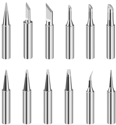 12 PCS 900M Soldering Iron Tips, Replacement Soldering Tips Compatible with Hakko Yihua Atten Quick Ryobi and More Stations/Guns, High-Speed Steel Threaded Solder Tip for Electronics Metalworking DIY
