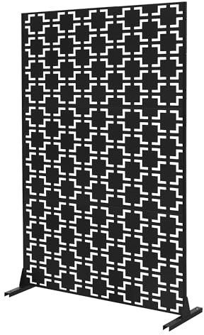 ML-Design Divisorio in Metallo Milano 120x180 cm, Paravento a 3 Pannelli per Privacy, Espandibile e Autoportante, Scudo Protettivo Decorativo Elegante, Resistente alle Intemperie per Esterno e Interno