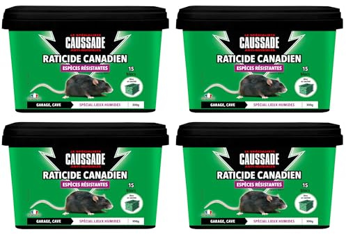 CAUSSADE Raticide Canadien Anti-Rats & Souris - 60 Blocs - 1200g | Efficacité Radicale - Lieux Très Humides - Prêt à l'Emploi - Une Ingestion Suffit - France - CARBL300NX4