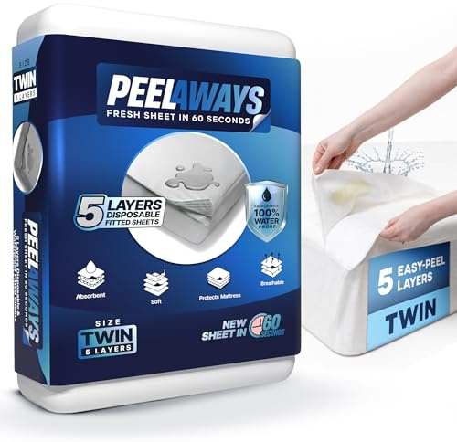 PeelAways 5-Layers | Waterproof Disposable Fitted Bed Sheets | Twin Size