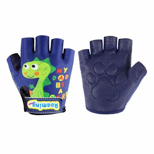 Boyiexin Kids Half-Finger Climbing Gloves for Age 3-10 Boys and Girls Monkey Bars Biking, Good Grip Control Gloves for Gymnastics Scooter Balance Boards Outdoor Sports (Blue, XS (3-4 Years))