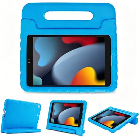 ProCase Barnfodral för iPad 9/iPad 8/iPad 7(iPad 10,2 tum), iPad Air 3 och iPad Pro 2(iPad 10,5 ), stötskyddat fodral, mycket motståndskraftigt silikon-blått