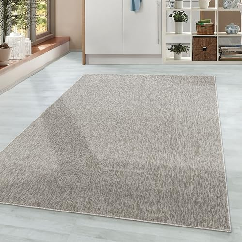 HomebyHome Teppich Wohnzimmer 200x290 cm Beige Einfarbig Meliert Design - Schlafzimmer Teppich Kurzflor Extra Weich Pflegeleicht Teppiche Waschbar für Küche Esszimmer - Carpet Living Room