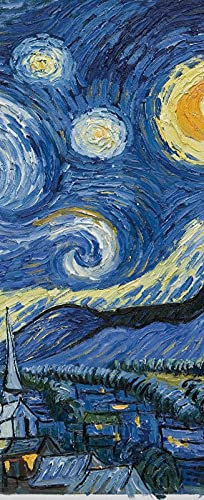 A.Monamour Adesivo Porta Autoadesiva La Notte Stellata Dipinto di Vincent Van Gogh Vinile PVC Adesivi per Porte Interne 3D Pellicola Adesiva Poster Sticker Murale Parete Carta da Parati