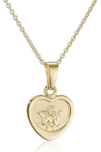 Xaana Mädchen-Anhänger Schutzengel herzform inkl. Silberkette 36/38 cm 925 Sterlingsilber vergoldet AMZ0564