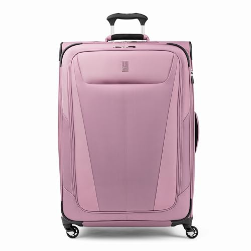 Travelpro Maxlite 5 Softside erweiterbares aufgegebenes Gepäck mit 4 Spinnerrädern, Leichter Koffer, Herren und Damen, Orchideenrosa-Lila, kariert, groß, 79x54x34 cm