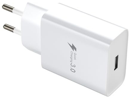 Chargeur Rapide Prise USB Secteur Chargeur Mural，QC 3.0 à Port Unique Adaptateur de Prise USB pour Samsung Galaxy A13, A14, Compatible Xiaomi, Huawei, Google, Oppo etc Smartphone（Pas de câbles）