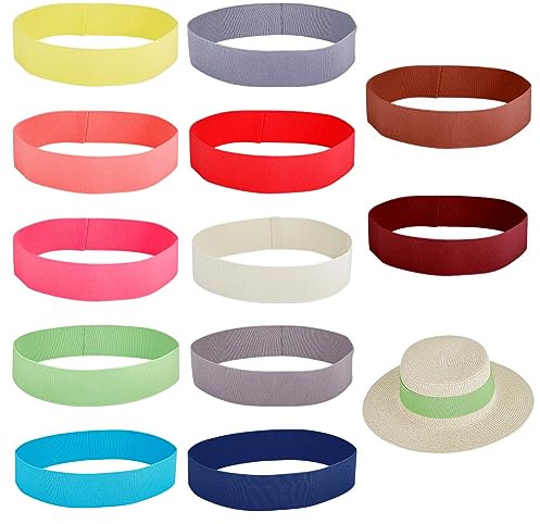 OLYCRAFT Lot de 12 élastiques pour chapeaux de 3,5 à 4 cm de large - Bande élastique plate - Décoration pour femmes et hommes