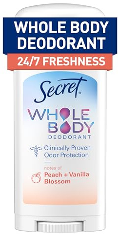 Secret Whole Body Stick, Aluminum Free Deodorant for Women, Peach & Vanilla Scent, 2.4 oz