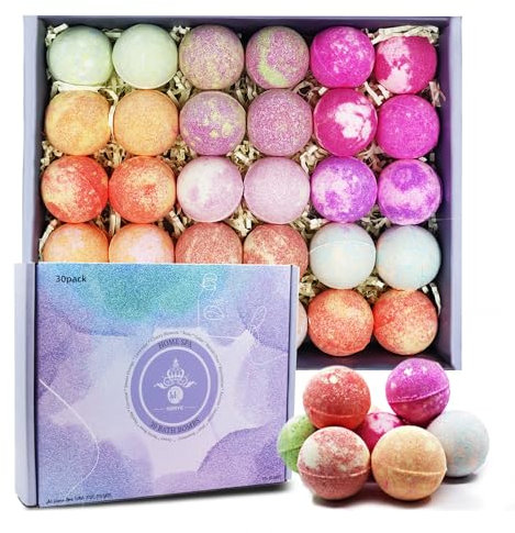 MR MIRYE Badebomben 30 Pakete für Frauen entspannen, handbadebomben, natürliche ätherische Öle enthalten