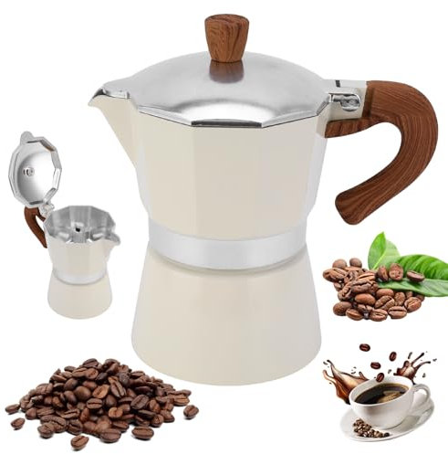 Viitech Moka Pot, 150ml 3 Cups Italian Coffee Pot Stovetop Espresso Maker Stovetop, Manual with Resistant Handle Italian Espresso Greca Coffee Maker for Cappuccino Latte Mocha