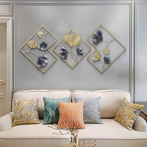 YENTAKE Wanddeko, Wandbild aus Metall, Home Wall Art Dekoration 3D, Moderne Bilder für Zuhause Büro Schlafzimmer, Wohnzimmer und Küche,164x70.5cm,3er Set (Stil A)