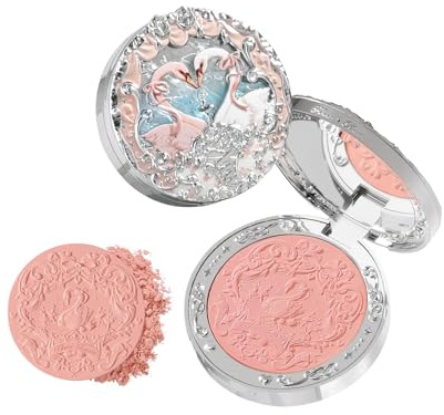 Flower Knows Swan Ballet Embossed Blush,Warm Peachy Pink Matte Powder Blush for Cheeks,Buildable & Blendable Face Makeup,Soft Long-Lasting Cute Make Up for Women & Girls,0.17 Oz(05 Dreamy Season)