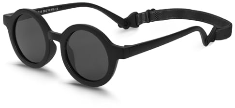 BTHRORO Lunette de Soleil Enfant, Polarisées Lunette Soleil Bebe Anti UV400 Protection Flexible Lunettes de Soleil avec Sangle Réglable pour 0-2 Ans Fille et garçon
