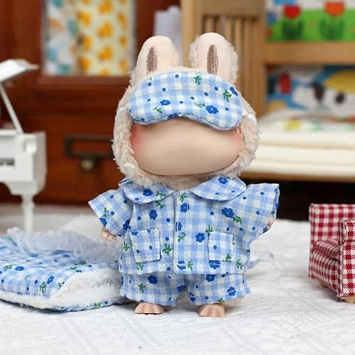 Mianyean Ensemble de literie pour poupée Macaron Labufu de 17 cm avec couverture et taie d'oreiller