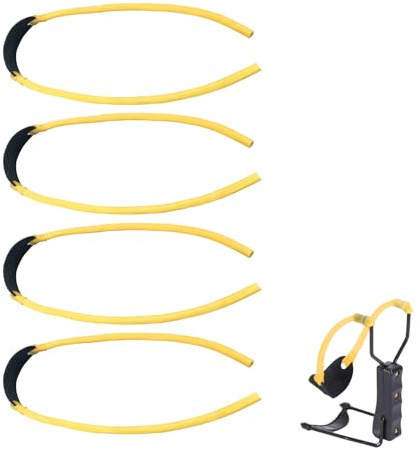 Poraceous 4 Pezzi Fionde In Gomma, Fionda Professionale da Tiro Adulti, Elastico Flessibile da Caccia, Fionda in Gomma, Accessori Ausiliari Portatili, per Catapulte di Caccia All'Aperto (Giallo)