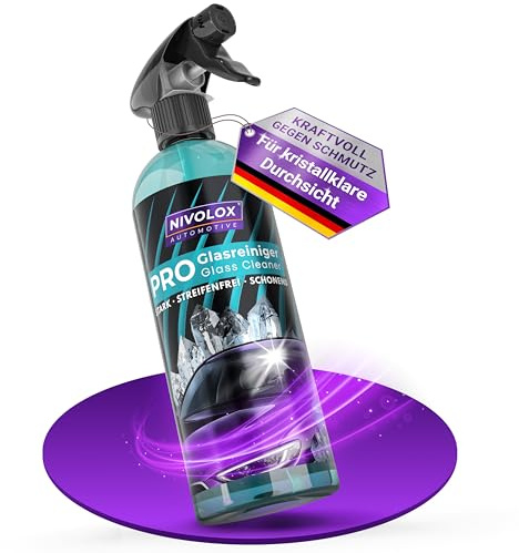 NIVOLOX® Pro Auto Glasreiniger (750 ml). Für streifenfreie Windschutzscheiben & Spiegel. Entfernt Fett und Öl. Trocknet Dichtungen nicht aus. Angenehmer Duft nach Zitrone.
