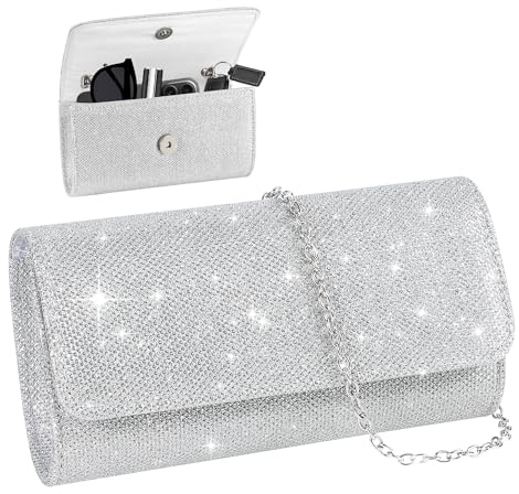 JSMTKJ Bolso Mujer, Elegantes Purpurina Bolso Fiesta Mujer con Cadena