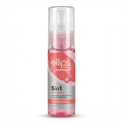 ELLIPS Milkshake Capilar Vitaminado 5 en 1 45ml - Spray Tratamiento Sin Aclarado con Proteínas de Leche y Trigo - Desenreda, Suaviza, Brillo y Antifrizz para Cabello Seco y Dañado