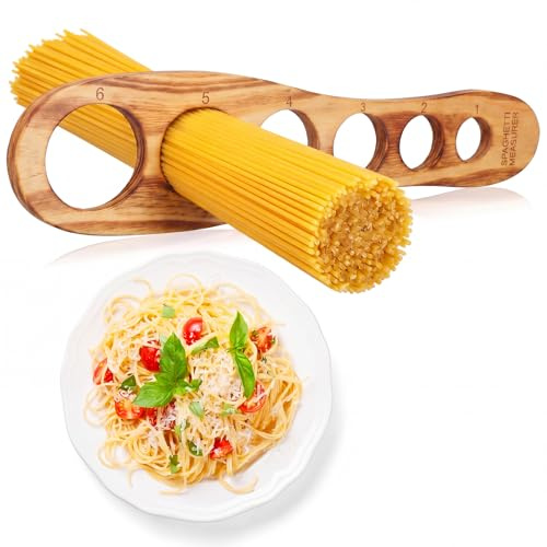 GlikCeil Wood Spaghetti Pasta Measurer Tool with 6 Serving Holes