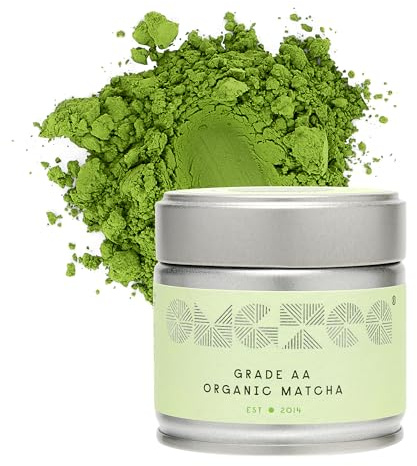 OMGTEA High-Grade Organic Japanese Matcha Green Tea Powder Ceremonial Grade AA – 30g/30 Servings. Great Taste Award Winner 2021