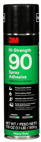 3M Hi-Strength Spray Adhesive 90, Clear Glue, Permanent, High Strength Bonding, High Tack, Bonds Laminate, Wood, Concrete, Metal, Plastic, 17.6 oz Net Wt, NOT FOR SALE IN CA AND OTHER STATES