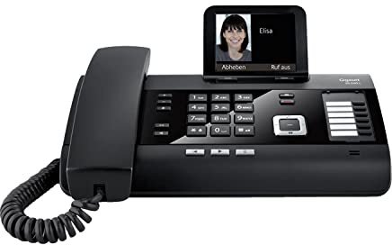 Gigaset DL500A - schnurgebundenes Telefon mit Anrufbeantworter - Büro und Haustelefon mit großem 3,5 Farbdisplay & brillantem Klang - Link2Mobile, erweiterbar mit bis zu 6 DECT-Mobilteilen, schwarz