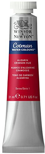 Winsor & Newton 0308003 Cotman Aquarellfarbe mit ausgezeichneter Transparenz, Farbkraft und Verarbeitungseigenschaften, Wasserfarbe 21ml Tube - Alizarinkarmesin Farbton