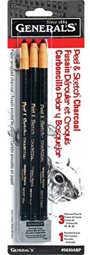 Peel & Sketch Charcoal Pencils 3/Pkg-