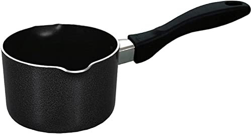Induction Hobs Non Stick Milkpan Saucepan Tea Coffee Egg Boiling Pot with Long Handle and Double Pouring Lips (14cm)