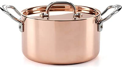 Samuel Groves C4P0513RH 18cm Copper Induction Casserole Pan with Lid, Stainless Steel
