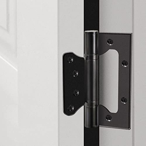 6 Pack Non-Mortise Door Hinges, 4 x 3 inch Stainless Steel Door Hinge, Easy to Install with Mounting Screws,Black