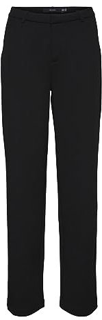 VERO MODA Legere Stoffhose Elegante Damen Stretch Culotte Gerade Business Pants, Farben:Schwarz-2, Größe:M / 32L, Z-Länge:L32
