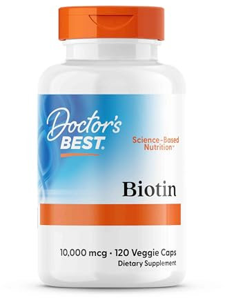 Doctor's Best, Biotin, 120 vegane Kapseln, 10000mcg Vitamin B7 (Biotin) je Dosis, Glutenfrei, Sojafrei, GMO frei, Geschmacksneutral