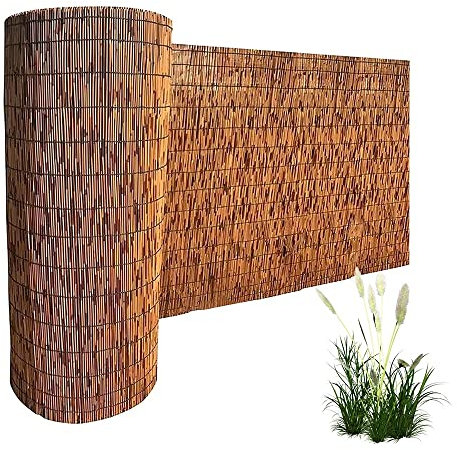 AMOCHO Schermatura in Canna Naturale, Copertura per Recinzione da Giardino in bambù, Pannello avvolgibile per la Privacy della Recinzione del Giardino, schermatura per lamelle,Recinzione in bambù