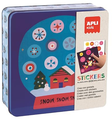 APLI Kids Apli Europe 19245 19245 Set di Adesivi in Scatola di Metallo, Modello Natale - Set di gomme a Tema per completare Le Illustrazioni