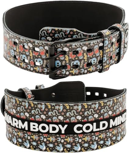 'VARM BODY COLD MIND premium lädertyngdlyftningsbälte (10 cm) för styrketräning – gymbälte för styrketräning, korsträning, bodybuilding, fitness, viktlyftningsbälte (Orm, XXXL (105-131cm))