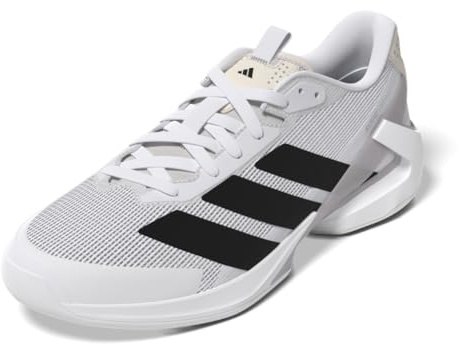 Adidas Mens Adizero Ubersonic 5 Tennis, White/Black/Silver Metallic, 8.5