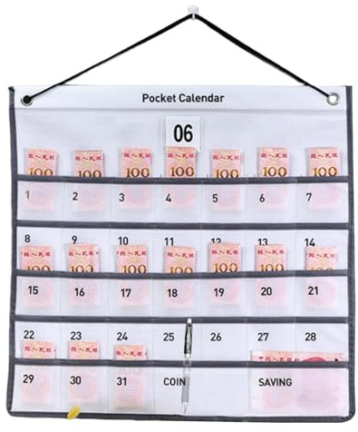 Calendrier mural, calendrier de poche mural, calendrier de poche mural, pochette de rangement murale en tissu, organiseur mural, calendrier hebdomadaire, calendrier mensuel hebdomadaire pour salon,