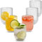 TKNO 6X 260ml Ribbed Tumbler Glasses Water Glasses Gin Juice Cocktail Glasses Drinking Glassware Origami Style Fluted Ripple Beverage Tumblers Set, Ideal for Home, Restaurant, Events & Parties